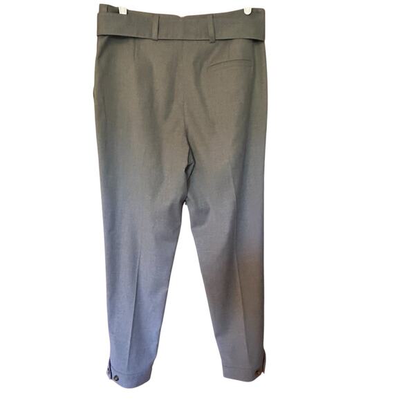 DKNY Women’s Pleated Belted Pants Trousers Ankle Size 10 Gray Career Preppy - Picture 6 of 11